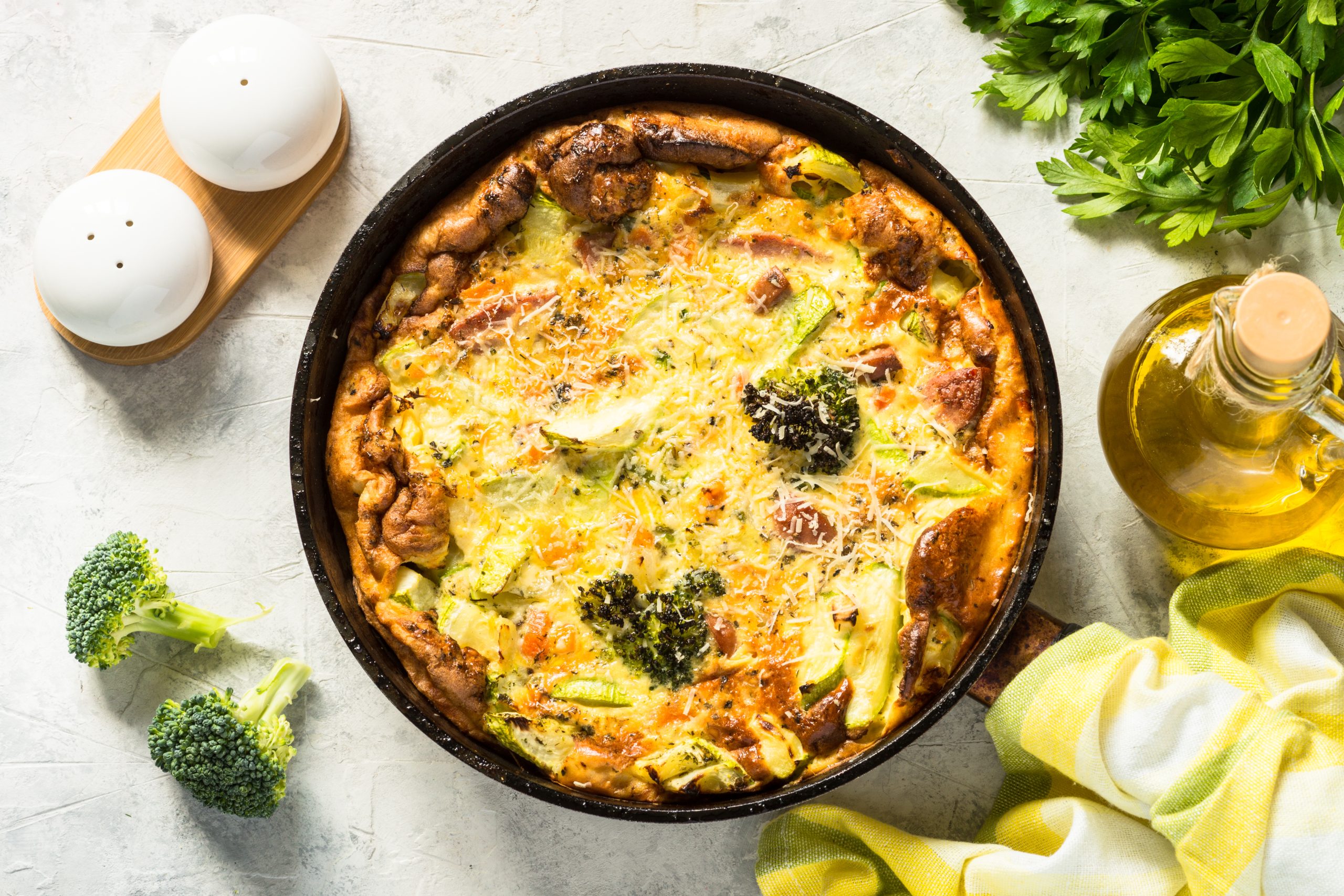 You are currently viewing High Protein Roasted Pumpkin, Broccoli & Onion Crustless Quiche